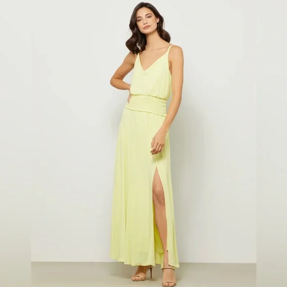 Women's Flowy Cowl-Neck Maxi Dress in Lemon, 2XS, 100% Polyester Women's Flowy Cowl-Neck Maxi Dress in Lemon, 2XS, 100% Polyester